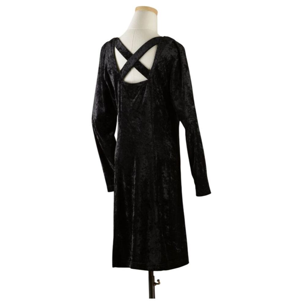 Brett Alixander Mini Dress Women 12 Black Crushed Velvet 90s Goth Whimsigoth Vtg